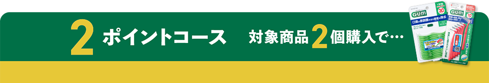 2ポイントコース。対象商品2個購入で・・・